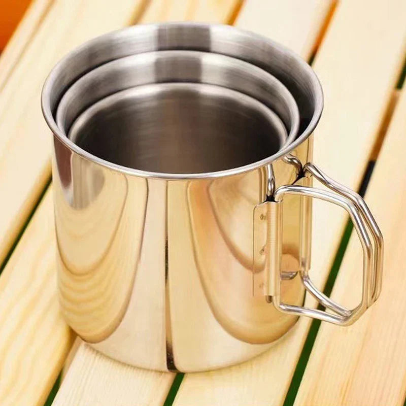 250ml Stainless Steel Folding Handle Mug