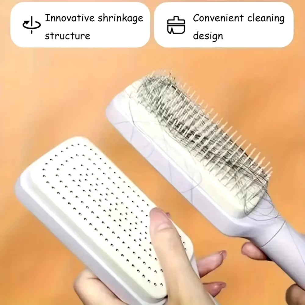 Retractable Comb Self Cleaning Massage Hair Brush